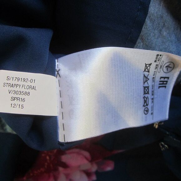 Banana Republic Womens Size XS Strappy Blue Nylon Linen Floral Dress Rear Zipper - Picture 9 of 12